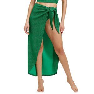 Good American Glitter Tie Sarong Green